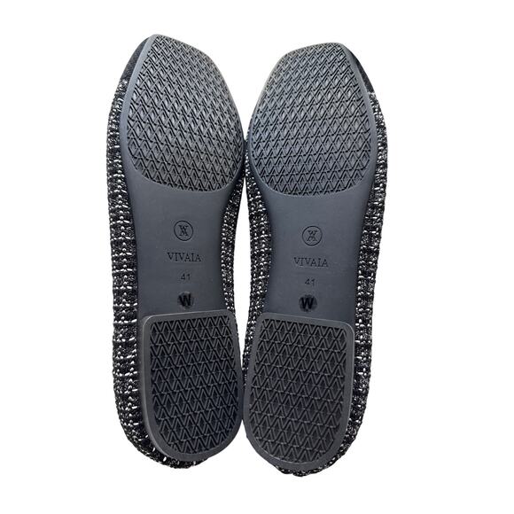 NWT Vivaia Margot 2.0 Square Toe Ballet Flats iBlack Silver Tweed Size 41W/ 10W - Picture 6 of 9